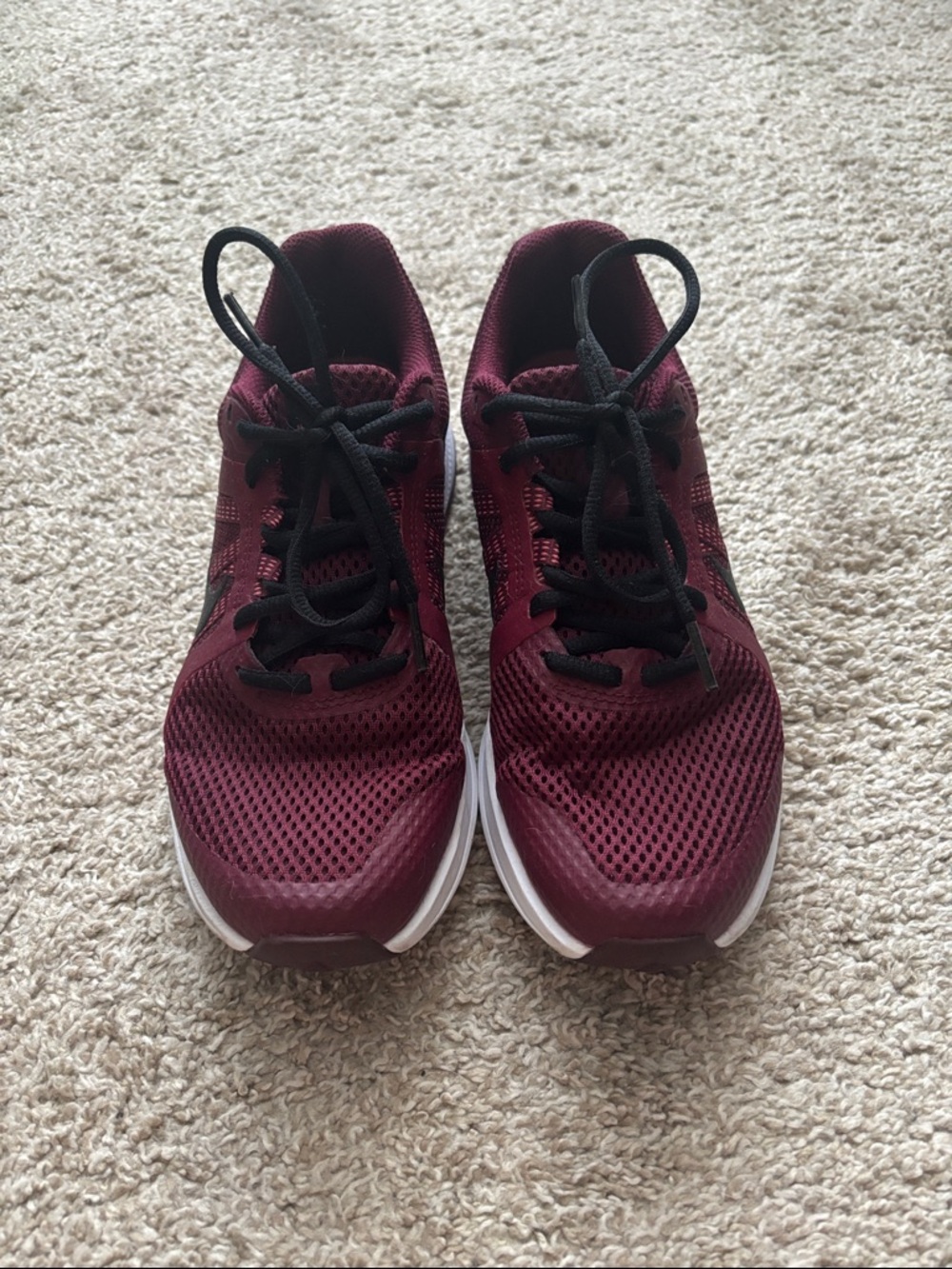 Nike Women's Burgundy Mesh Running Shoes with Black Accents